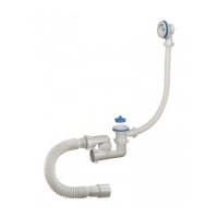 А-60089 Сифон для ванны (обвязка) ОРИО 1 1/2"х40, регул, пл.реш D=70 мм,перелив.и гиб.труб.40-40/50