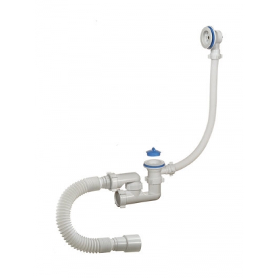 А-60089 Сифон для ванны (обвязка) ОРИО 1 1/2"х40, регул, пл.реш D=70 мм,перелив.и гиб.труб.40-40/50