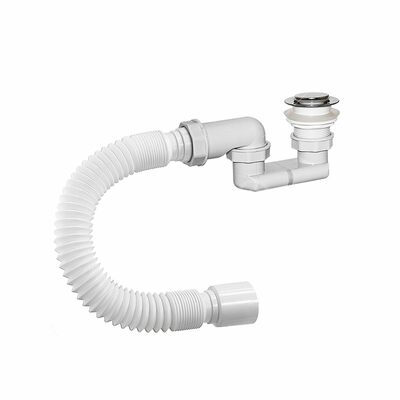 АР-82589 Сифон для душ. поддона ОРИО 1 1/2х40, плоский, клик-клак (пластиковый), с гибкой трубой 40/50