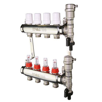 Коллекторная группа НЕРЖ VALTEС со встроен. расх. в сборе 1"х 5 вых ЕК 3/4"(VTс.589.ЕMNX.0605)