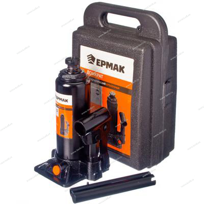 Домкрат гидравлический бутылочный 3 т, в кейсе, высота подъема 194-372мм ЕРМАК 770-078