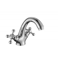 DR54011 Смеситель двуручный для умывальника монолитный, хром