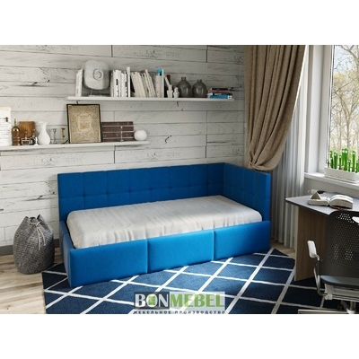 Кровать "Оттава" 900 с подъемным механизмом - ткань синяя (ловерс) (2 места) Кровать "Оттава" 900 с подъемным механизмом - ткань синяя (ловерс) (2 места)