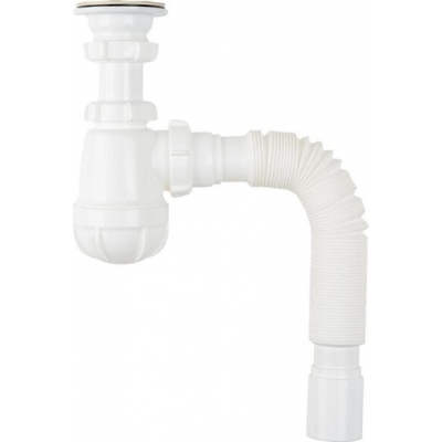 B0115-30-MR Сифон для кухни Aquant 1 1/2"х40 с мет.реш. с гибкой трубой 40х40/50 (длина болта 60 мм)