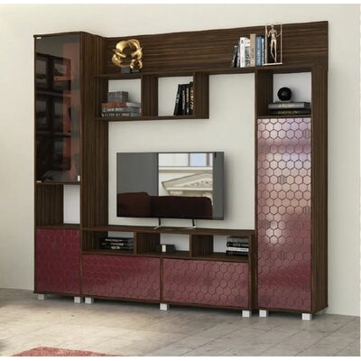 Гостиная Шарм 2,1 (Дуб Бурбон/Бордо глянцевый) 2100х1900х430