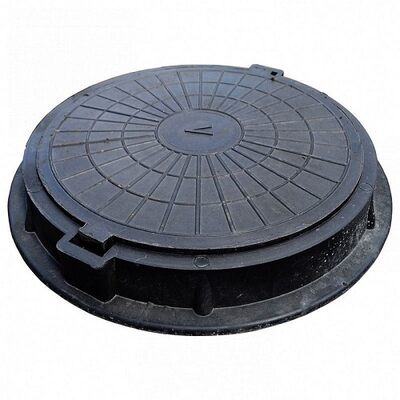 Люк канализационный круглый полимер."Садовый" d=760мм, h=50мм (нагрузка 1,5т) Черный ЛМ