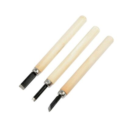 Набор резцов по дереву ТУНДРА, деревянная рукоятка, 3 шт. 2303625