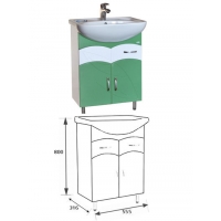 Подстолье "Весна 60" (салатовый) 2 ящика2 двери под умыв. "БАЙКАЛ-60" 555х800х316