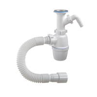 АВ-42059 Сифон бутылочный ОРИО с нерж.решеткой 70мм, с отводом и гиб.трубой 40-40/50