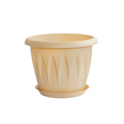 Кашпо АЛИЦИЯ 2,0л D180мм с поддоном, Белая глина 18х15 ("М-пластика") (М 3066)