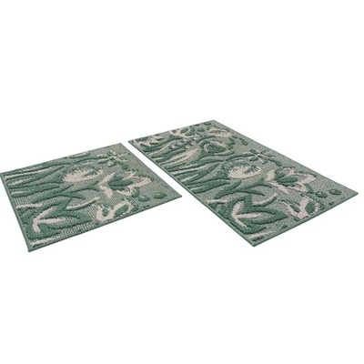 Коврик д/ванны 2 предм. SHAHINTEX LOOP ITALIANO 50*80 + 50*50 «цветы» зелёный 52