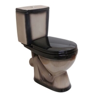 Унитаз-компакт "ЛИРА" декор (черный, с арматурой, антивсплеск,сиденье, косой выпуск) г.Киров