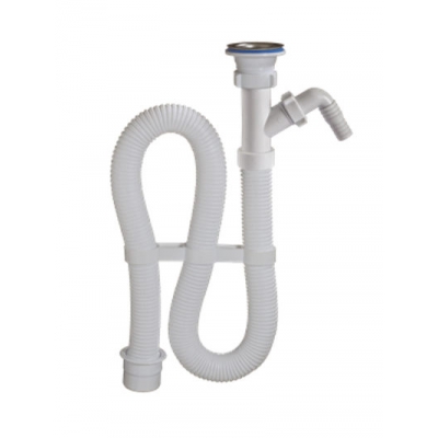 АС-30125 Сифон гофрированный ОРИО 1 1/2" х 40 с отводом, (переходник на 50) дл 1500 мм