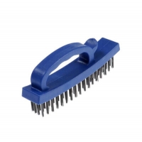 Щетка металлическая ручная ТУНДРА, закаленная проволока, пластиковая с рукояткой, 4-рядная 3110017