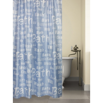 Штора для ванн BATH Blue Font (голубой) 180х180 (ch15061) (17)