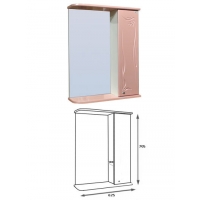 Зеркало-шкаф "Глория 60" правый (розовый) 625*705*180