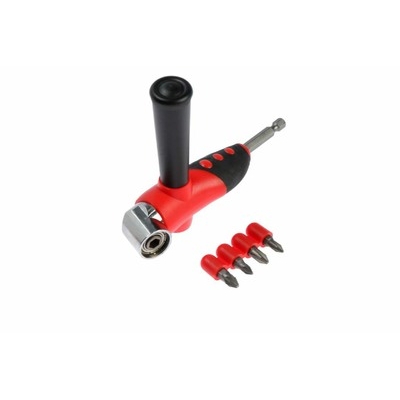 Адаптер угловой для дрели ТУНДРА, с набором бит 4 шт. 3640679