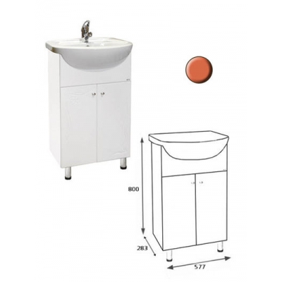 Подстолье "Глория-60" (апельсин) 2 двери под умыв. "Эрика - 61" 600х800х290