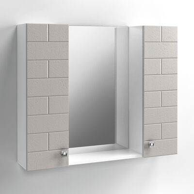 Зеркало-шкаф "Стоун-80" (Капучино) 2 двери 800х670х170