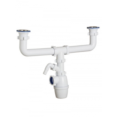 К-4059 Сифон двойной бутылочный одноуровневый ОРИО 1 1/2" х 40, с одним отводом