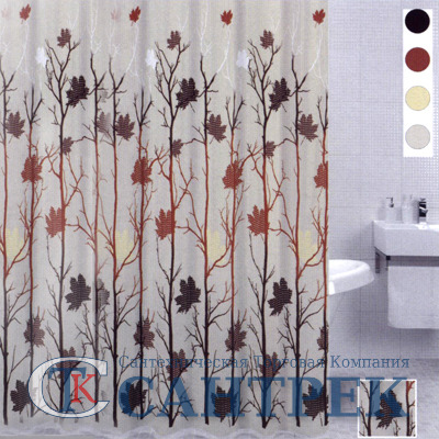 Штора для ванн BATH plus (Autumin Leaf) беж. 180х200 DS3002 (52)