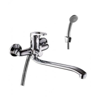 Смеситель Ванна шар d35 S-нос 350мм керамическое переключение, хром ROSSINKA B35-34