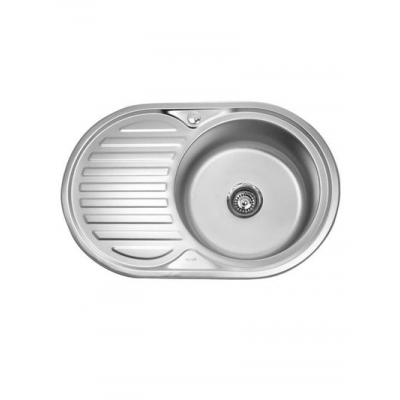 Мойка нерж врезная овал 77х50х160, т.0,6 правая бол. сиф (+сифон) Китай