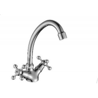 DR54028 Смеситель двуручный для кухни с поворотным изливом, хром