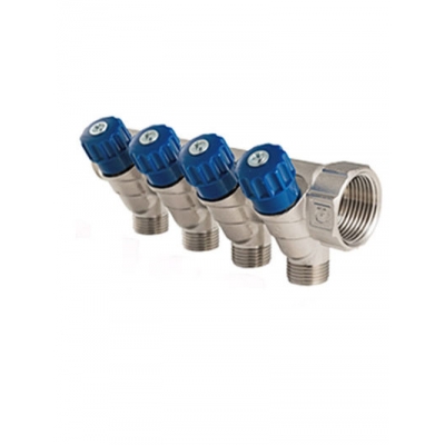 Коллектор 3/4 4 выхода с регулировочными вентилями 1/2 ш VALTEС (VTс.560.N.0504)