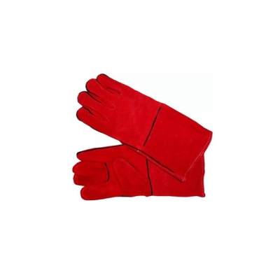 Краги СВАРЩИКА спилковые (защита от пламени, жара, искр при сварочных работах) КРАСНЫЕ