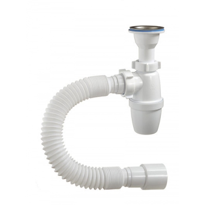 А-32089 Сифон бутылочный ОРИО 1 1/4" х 40 с литым выпуском и гибкой трубой 40-40/50