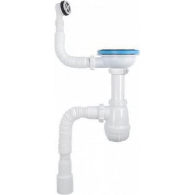 B0139-20-MR Сифон для мойки 3 1/2"х40 с мет.реш. с круглым переливом Aquant с гибкой трубой 40х40/50