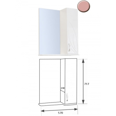 Зеркало-шкаф "Весна 60" правый (розовый) 570*717*230 Зеркало-шкаф "Весна 60" правый (розовый) 570*717*230