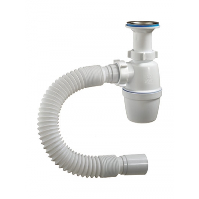 А-40028 Сифон бутылочный ОРИО 1 1/2" х 40 с литым выпуском, с гибкой трубой 40-40