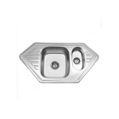 Мойка врезная угловая 95х50 т.0,8 двойная (9550С +бол.сифон) Китай