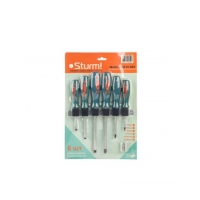 1040-01-SS3 Набор отверток,6 шт, материал ХРОМ-ВАНАДИЕВАЯ СТАЛЬ, + НАСТЕННЫЙ ДЕРЖАТЕЛЬ Sturm!