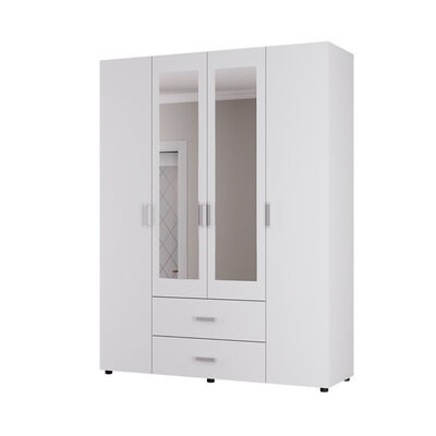 ЭВА Шкаф 4х створчатый ШК-020 Корпус - Белый (Гладкий) Фасад ЛДСП - Белый (Гладкий) (5 мест) НК533