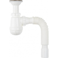 S0515-35-MR Сифон для умывальника 1 1/2"х40 с удлинённой горловиной с мет.реш. Aquant с гибкой трубой 40х40/50