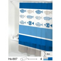 Штора д/ван "ZALEL" эконом 180х180 c кольцами, состав 100% PEVA (Hx-887)