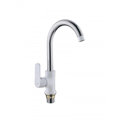 4031 Смеситель Кухня Frap шар.d-35 бок ручка (белый/хром) на гайке