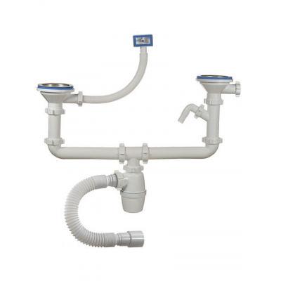 А-40092 Сифон двойной бутыл двухуров ОРИО 3 1/2" х 40 с од отвод с/м,с переливом,гиб трубой 40-40/50 А-40092 Сифон двойной бутыл двухуров ОРИО 3 1/2" х 40 с од отвод с/м,с переливом,гиб трубой 40-40/50