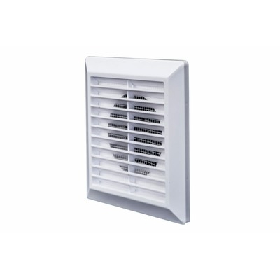 Решетка разъемная, наклонные жалюзи с москитной сеткой 175х175, с выходом D100 (Э1717Р10Ф)