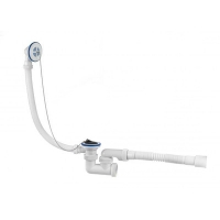 ВП 0241 Сифон для ванн (обвязка) "Универсал" 1 1/2"х40, с пласт.реш D=70 мм, с гиб.трубой 40-40