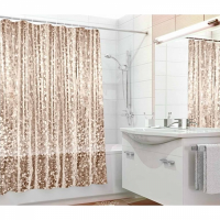 Штора д/ван "ZALEL 3D с кольцами 180х180 коричневый состав 100% EVA