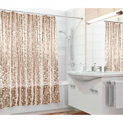 Штора д/ван "ZALEL 3D с кольцами 180х180 коричневый состав 100% EVA