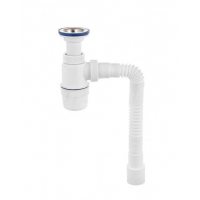 ВП 0617 Сифон "Элит" с лит вып, нерж.чашкой и гибкой трубой 900 мм (1 1/2 - 40/50)