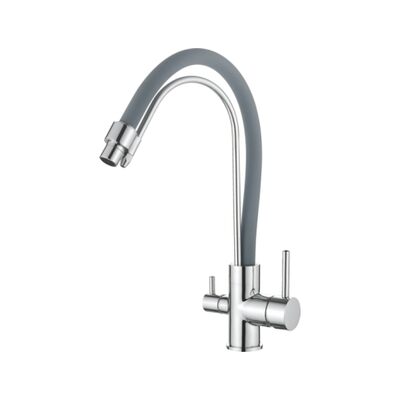 4755-9 Смеситель Кухня LEDEME d-35 с выходом для питьевой воды (серый+хром) * 4755-9 Смеситель Кухня LEDEME d-35 с выходом для питьевой воды (серый+хром) *