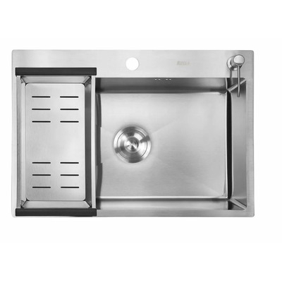 Мойка нерж врезная 700x480х230 т (3,0+1.2mm) сатин НМ 7048 (+ сифон, колландер, дозатор мыла) AISI 304