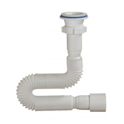 А-7015 Гибкая труба с выпуском (гофросифон) ОРИО 1 1/2" - 40/50 с пласт.решеткой D=70 мм дл 750 мм