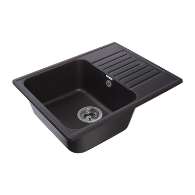 Мойка GRANFEST-QUARZ (ECO) - 13 СТАНДАРТ 1 чаша 620*480 мм (ЧЕРНЫЙ)(без сифона)